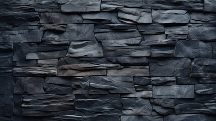 A textured black slate wall serves as a backdrop