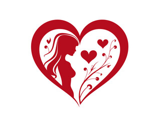 Doodle Heart with female symbol, cartoon sticker, sketch, vector, Illustration, minimalistic