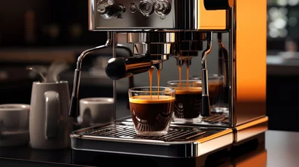 Foto op Plexiglas A modern electric espresso machine brews the perfect cup © PRI