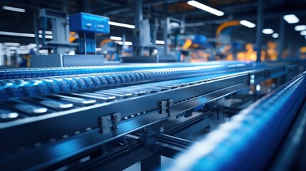Fototapeta premium An automated conveyor system moves goods with precision and speed