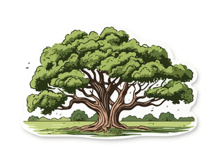 Doodle Southern Oaks, cartoon sticker, sketch, vector, Illustration, minimalistic