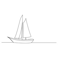Sailboat continuous one line vector art illustration