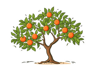 Doodle Georgia peach tree, cartoon sticker, sketch, vector, Illustration, minimalistic