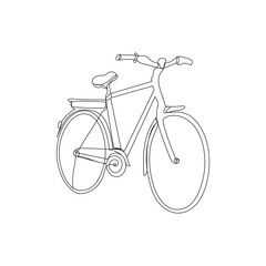 Continuous One line bicycle outline vector art illustration