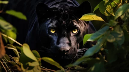 Foto op Plexiglas Mysterious black jaguar in the jungle © Lubos Chlubny