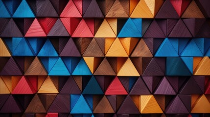 Abstract block stack wooden 3d triangles, colorful wood texture for background