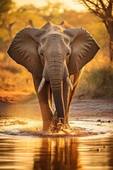 An elegant elephant in the heart of an African savannah