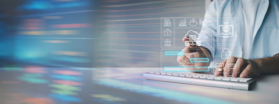 Individuals with document holograms in information system, archiving important documents in online databases to be accessed at any time, document database management. Storing document files on iCloud.