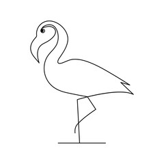 Naklejka premium Continuous One line heron bird outline vector art illustration and flamingo single line art drawing