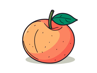Doodle Peach symbol, cartoon sticker, sketch, vector, Illustration, minimalistic