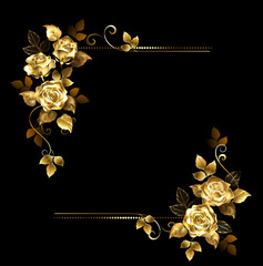 Rectangular arrangement of gold roses