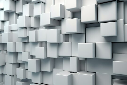 Polished wall with tiled background. Futuristic concrete blocks wallpaper. 3D render. Generative AI