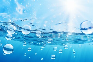 Background of bubbles in the blue sea. Generative AI