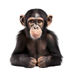 Chimpanzee portrait close up isolated on white background cutout