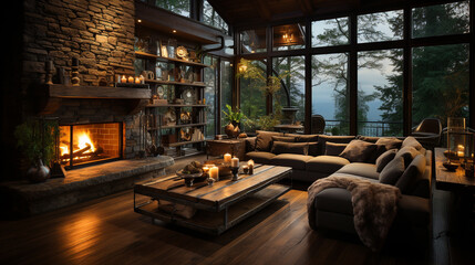 Cozy living room with a fireplace