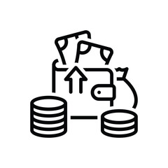 Black line icon for earning 