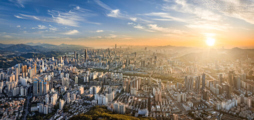 Obraz na płótnie Canvas Aerial view of Shenzhen city financial district skyline panorama