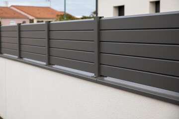 wall grey fence aluminium blurred barrier modern house protect view home garden