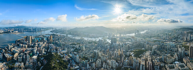 Aerial view Macau city financial district skyline panorama