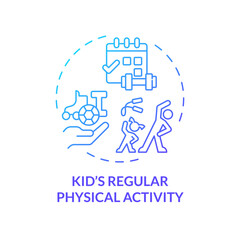 2D gradient icon kids regular physical activity concept, isolated vector, illustration representing parenting children with health issues.