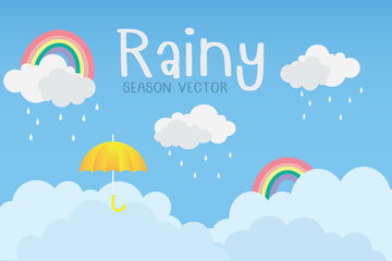 Monsoon season sale background with umbrella