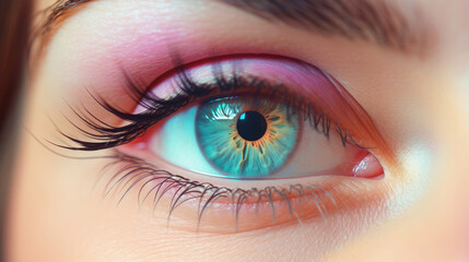 Obraz premium An alluring close-up of a persons eye, adorned with flawless natural makeup