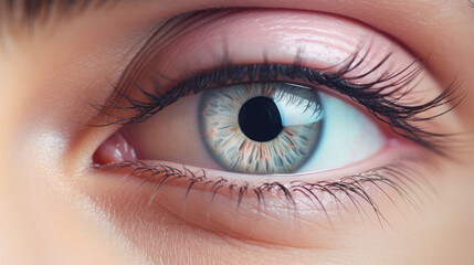 The artistry of natural makeup enhances the beauty of this persons eye in close-up