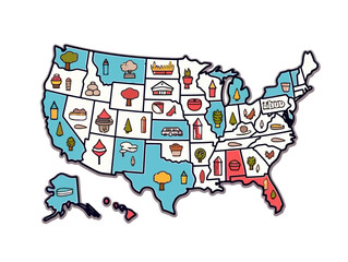 Doodle State outline, cartoon sticker, sketch, vector, Illustration, minimalistic