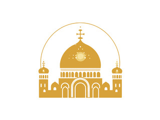 Doodle Golden Dome, cartoon sticker, sketch, vector, Illustration, minimalistic