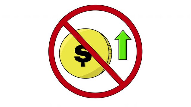 animation of the prohibited icon and the rising coin icon