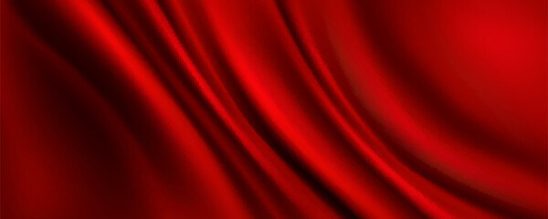 Red silk cloth background, luxury velvet fabric texture. Abstract satin wave textile pattern fly for open grand ceremony banner. 3d realistic drape liquid material for love and passion presentation