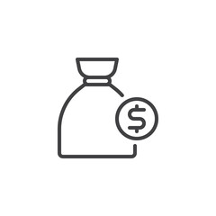 Dollar money bag line icon