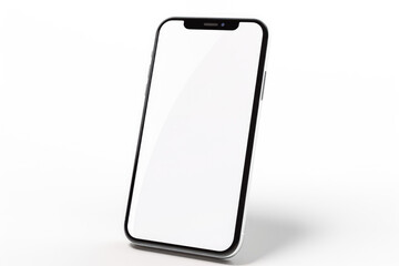 Smartphone mockup model on white background. Front view of white screen on phone mockup and white background. - obrazy, fototapety, plakaty