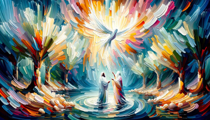 Abstract Waves: The Baptism of Jesus in Color