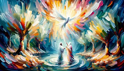 Fotobehang Abstract Waves: The Baptism of Jesus in Color © Tekweni