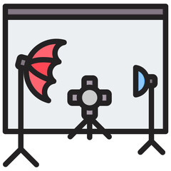 Photography Studio Outline Color Icon