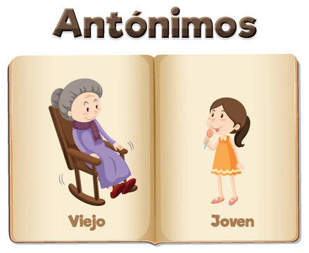Viejo and Joven: Antonym Word Card in Spanish
