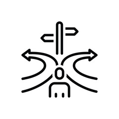 Black line icon for decision  