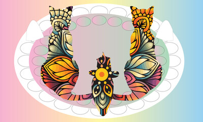 Coloring book with cartoon groom and bride cats.coloring book for kids. two cat.