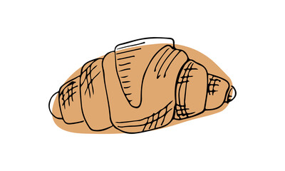 Croissant vector illustration , sketch hand drawn doodle illustration , street food sketch isolate on white background for different design uses such as advertising for bakery, cookbook ,pack