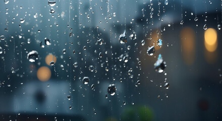 Rain drops on window background. Decoration wallpaper.  - obrazy, fototapety, plakaty
