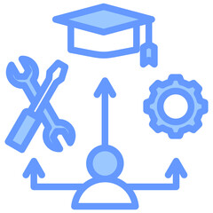 Hard Skill Development Blue Icon