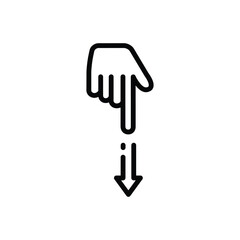 Black line icon for point down 