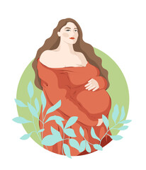 Plus Size Pregnant Woman Vector Illustration