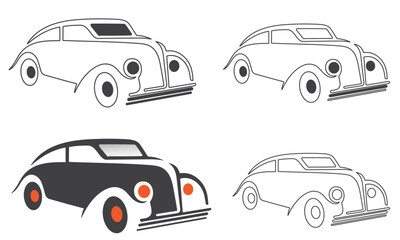 Car Type and Model Objects icons Set . Vector black illustration isolated on white background with shadow