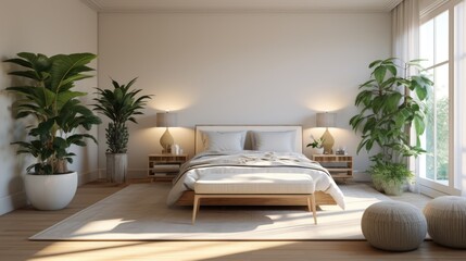 Modern and Clean Hotel Room with a Large Bed and Wooden Furniture