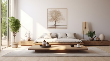 Fototapeta na wymiar Minimalist Living Room with Scandinavian Influence