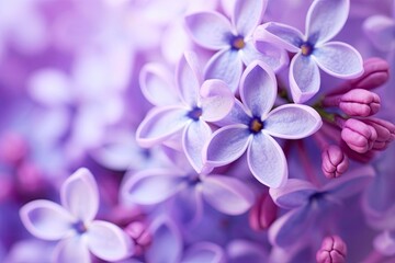 Naklejka na ściany i meble Lilac blossom macro background with copy space.