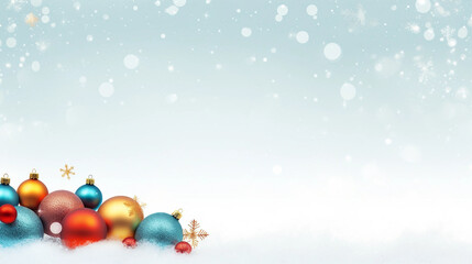 Obraz na płótnie Canvas christmas background with colourful balls and snowflakes