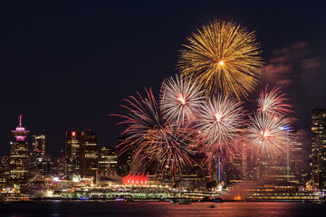 Canada Day firework in Vancouver Downtown